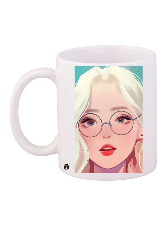 مج قهوة بطبعة شخصية كارتونية أبيض/بيج/أخضر