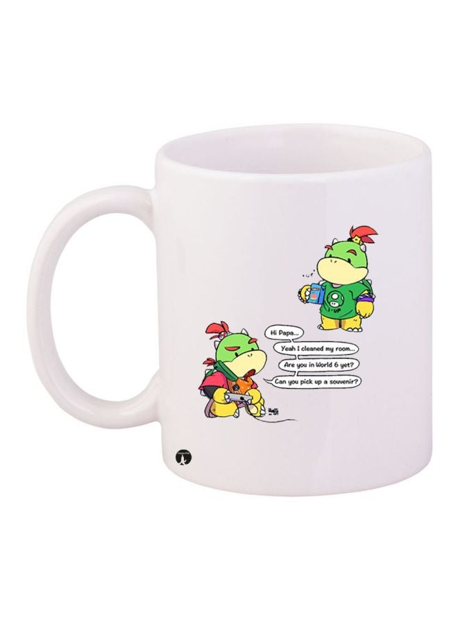 BP Cartoon Printed Coffee Mug White/Green/Red