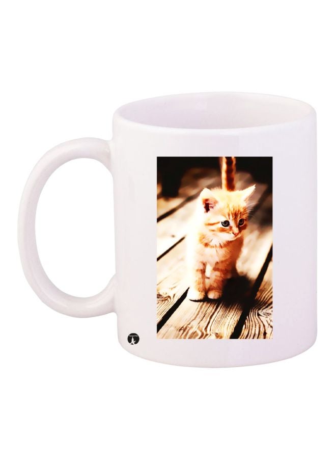 بي بي مج قهوة بطبعة قطة صغيرة أبيض/بيج/بني