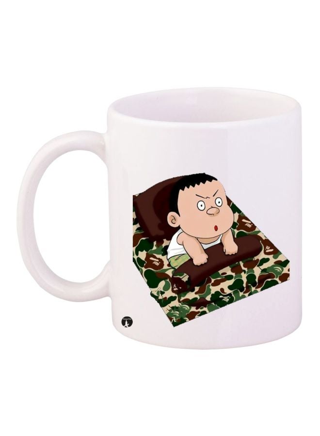 BP Cartoon Printed Coffee Mug White/Brown/Beige