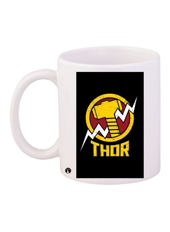 Thor Printed Coffee Mug White/Black/Yellow