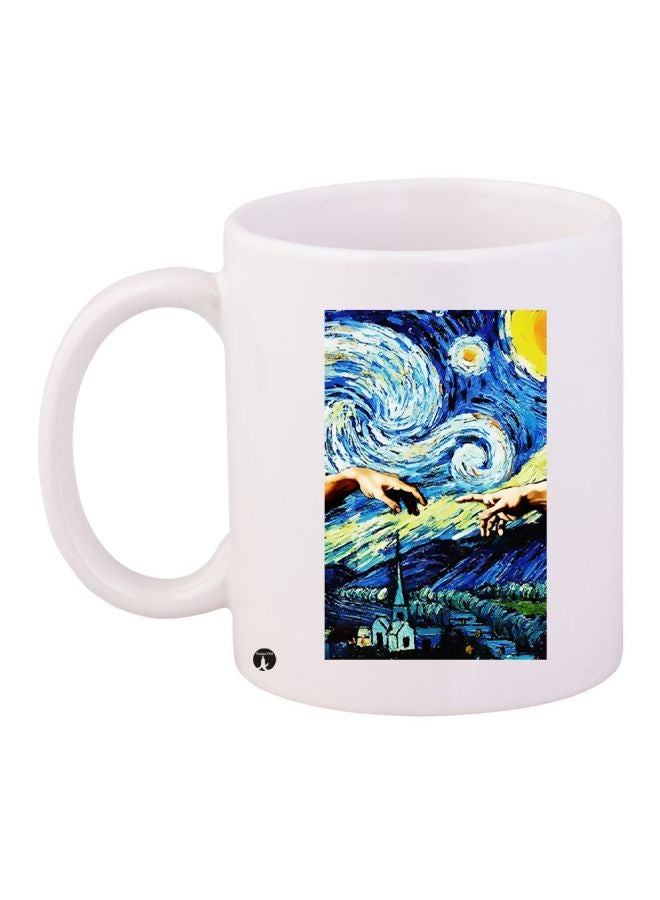 BP The Starry Night Printed Coffee Mug White/Blue/Yellow