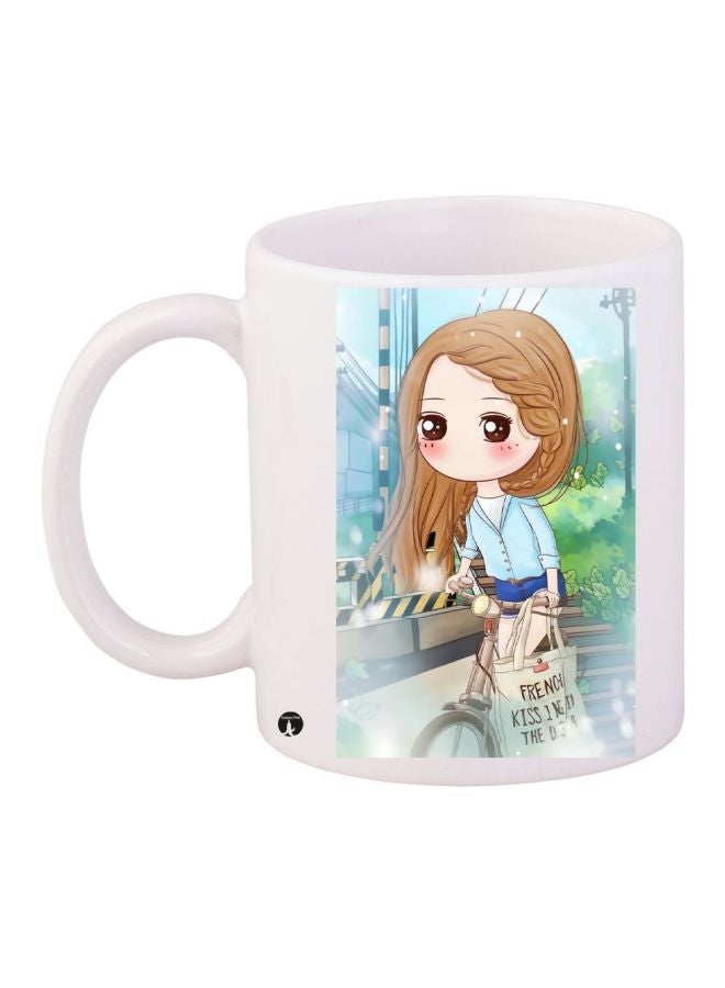 BP Cartoon Printed Coffee Mug White/Blue/Beige