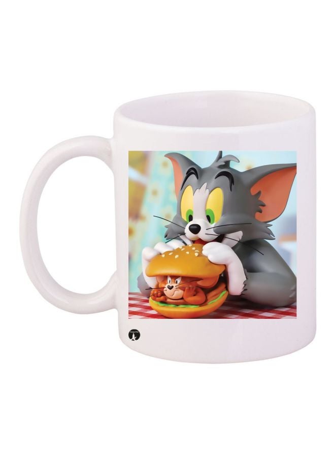 BP Tom And Jerry Printed Coffee Mug White/Grey/Yellow 