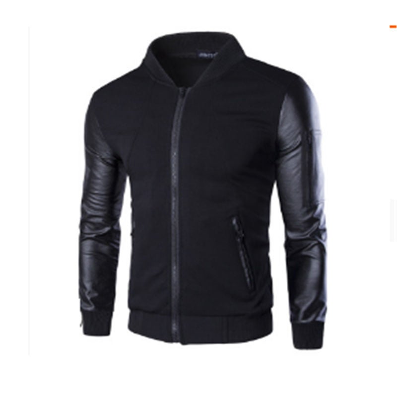 Lucky - High Neck Collar Leather Jacket black - Image 1