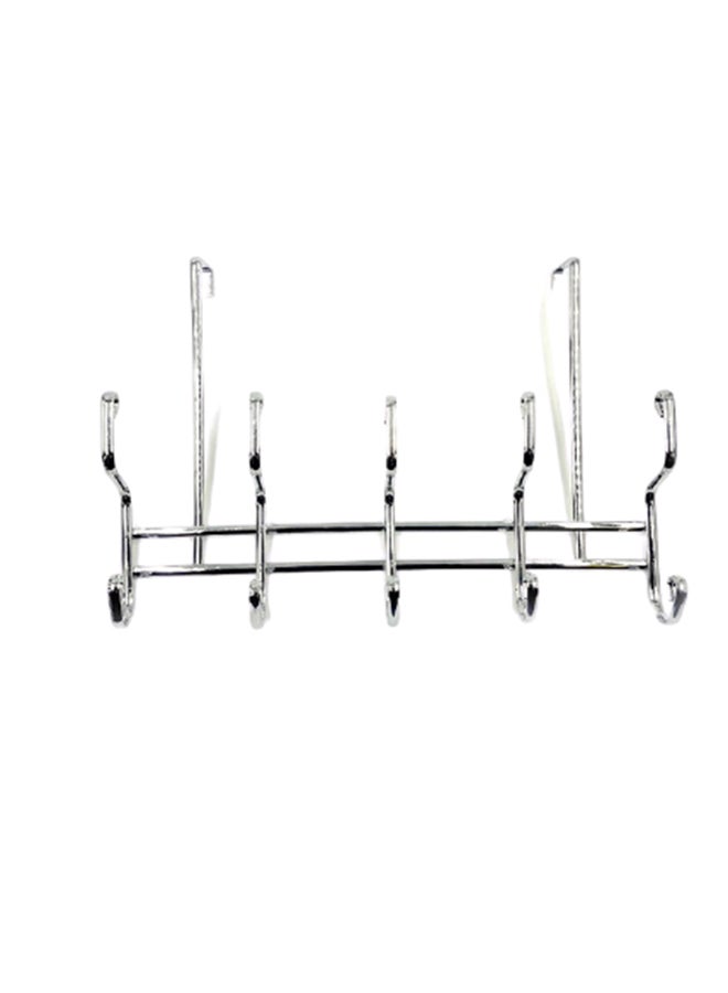 5 Dual Door Hook Hanger Stainless Steel Silver 60 x 30cm 
