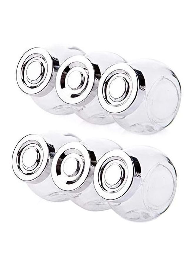 جينو مجموعة من 6 مرطبانات زجاجية صغيرة للحلوى شفاف/فضي 5.5x5x3.5سم - Image 1