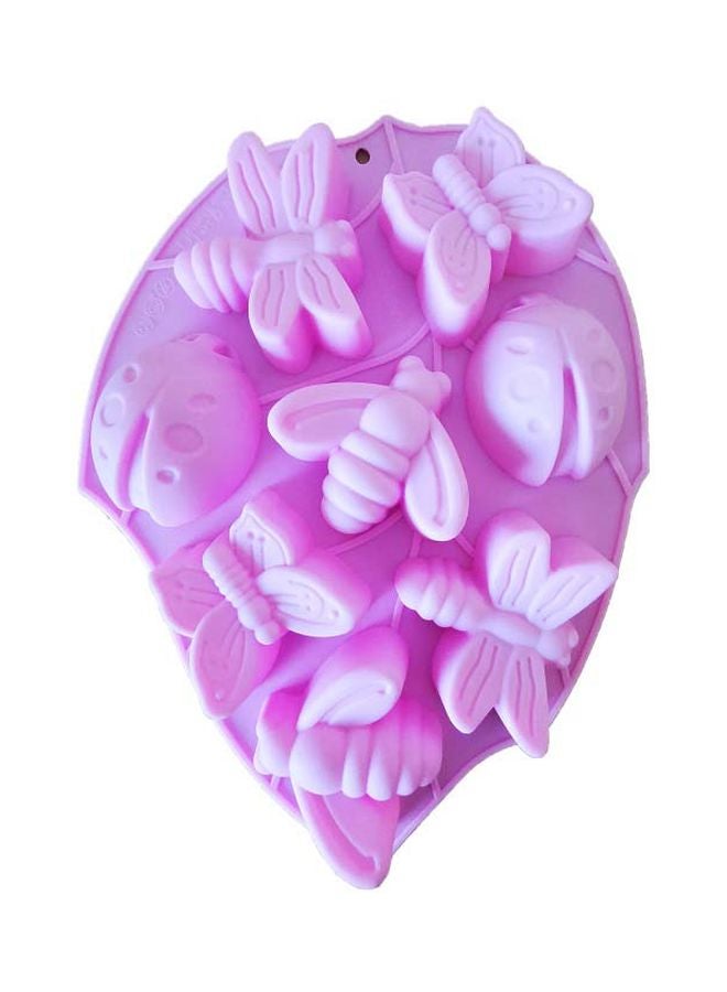 أسمات قالب تصميم ذو 8 تجاويف بشكل حشرات ثلاثية الأبعاد وردي 28x21سم - Image 1