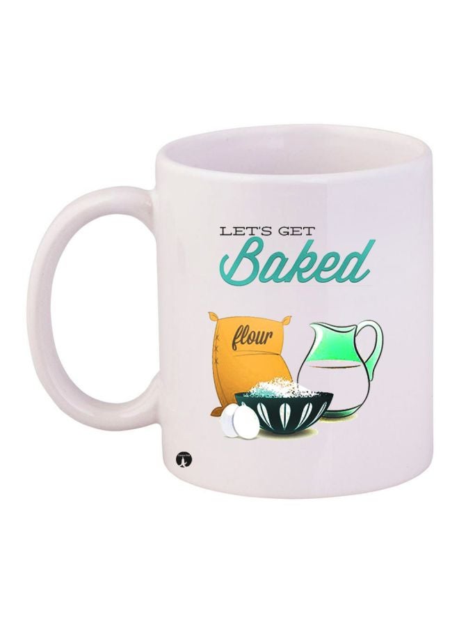 مج قهوة مطبوع عليه عبارة "Let's Get Baked" أبيض/أخضر/أصفر