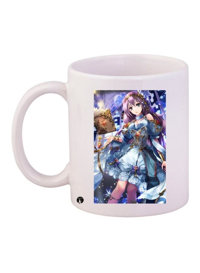 BP Cartoon Girl Printed Coffee Mug White/Blue/Purple