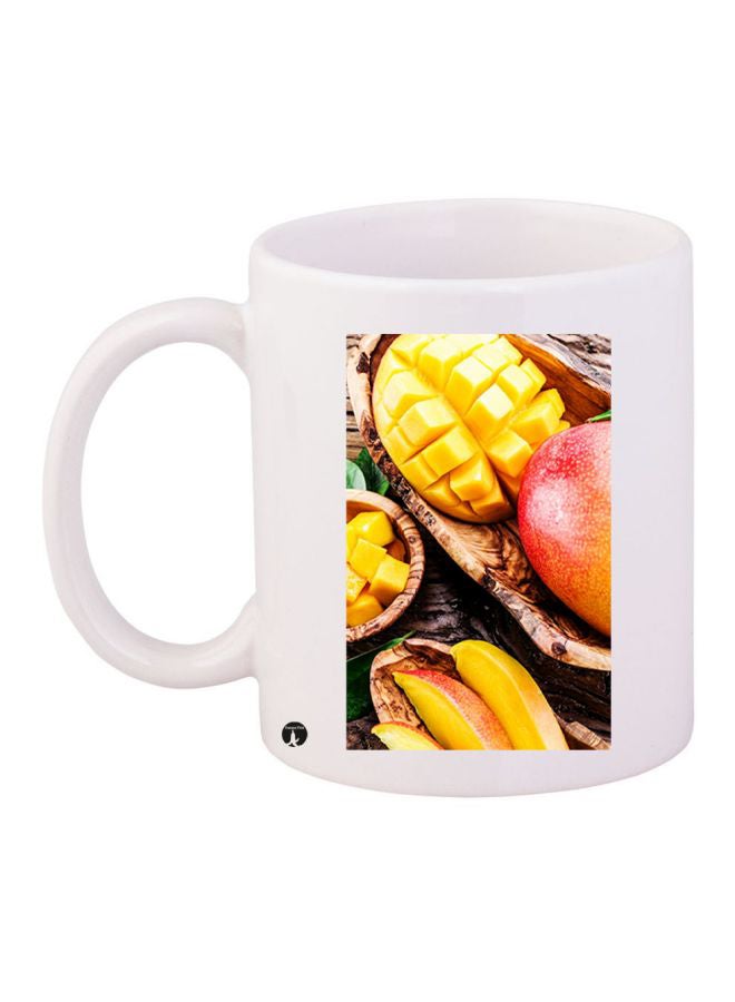 بي بي مج قهوة مطبوعة عليه صورة فاكهة أبيض/ أصفر/ أحمر