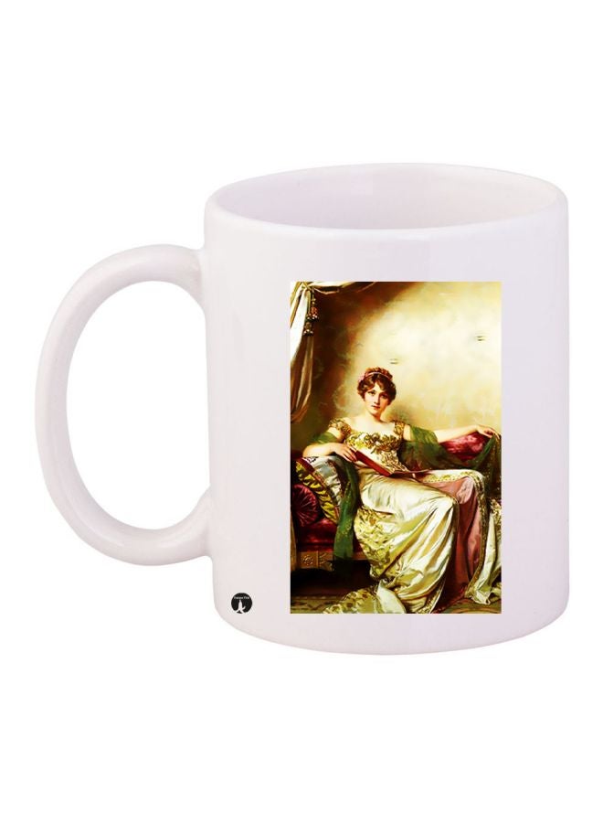 Portrait Printed Coffee Mug White/Beige/Green