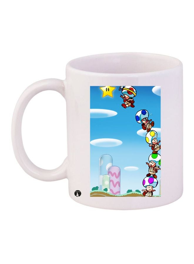 مج قهوة بطبعة شخصية كارتونية أبيض/أزرق/وردي