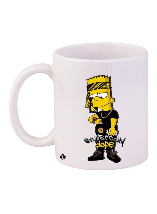 Cartoon Printed Coffee Mug White/Black/Yellow