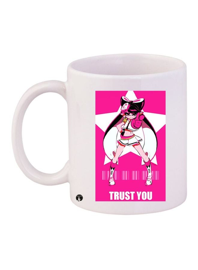 BP Anime Girl Printed Coffee Mug White/Pink/Black