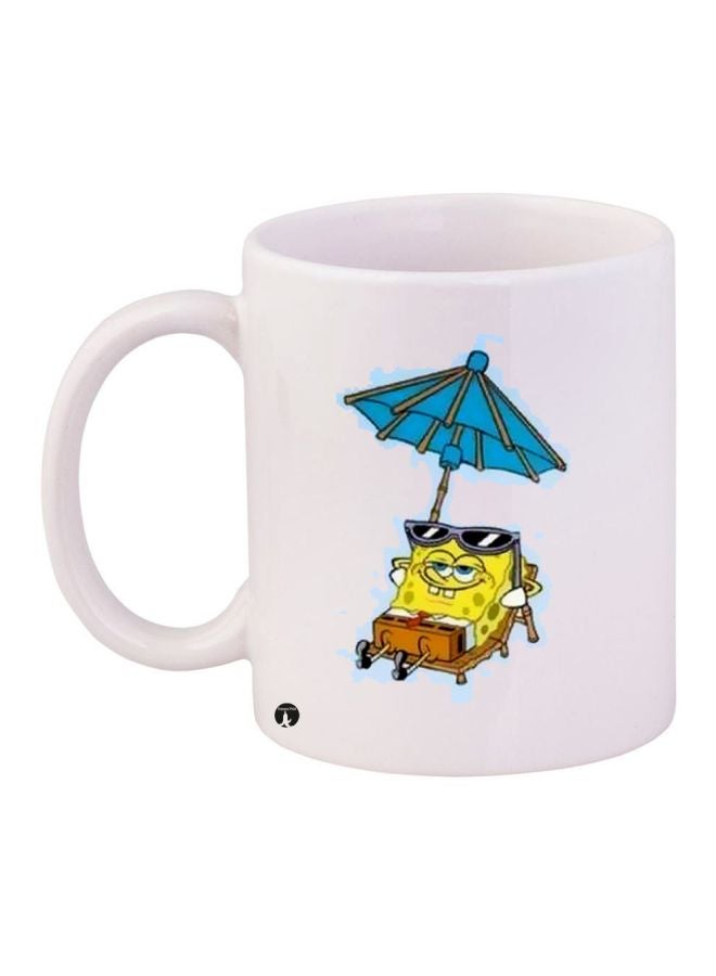 Cartoon Printed Coffee Mug White/Blue/Yellow