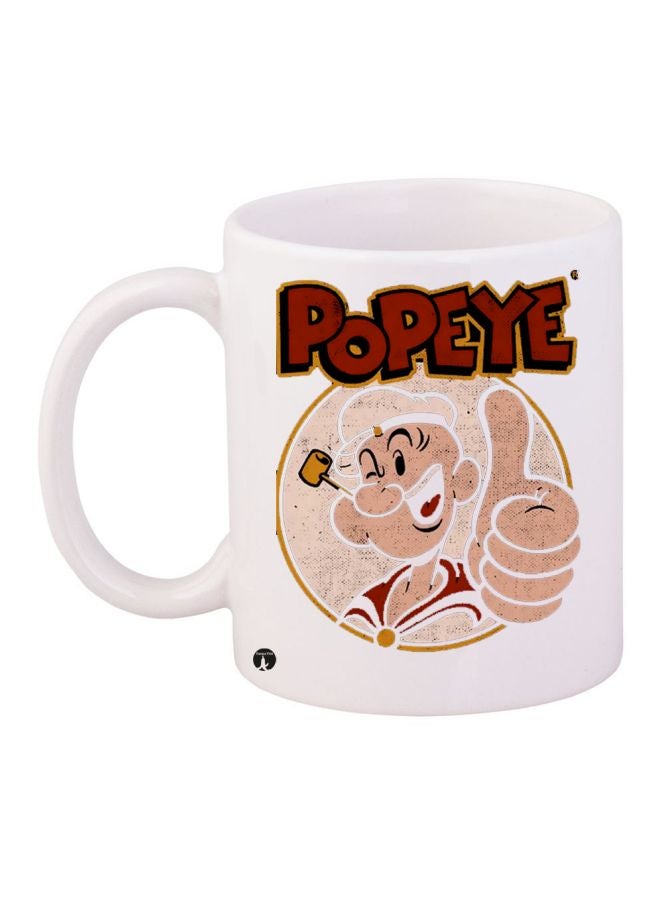 Popeye Printed Coffee Mug White/Beige/Red