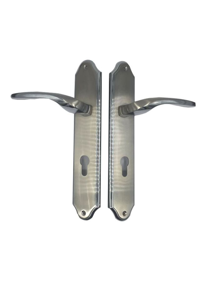 ميغو طقم مقابض باب من الزنك مكون من قطعتين فضي - Image 1