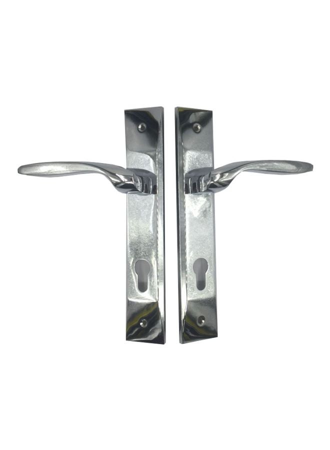 ميغو مقبض باب مع قفل من قطعتين فضي - Image 1