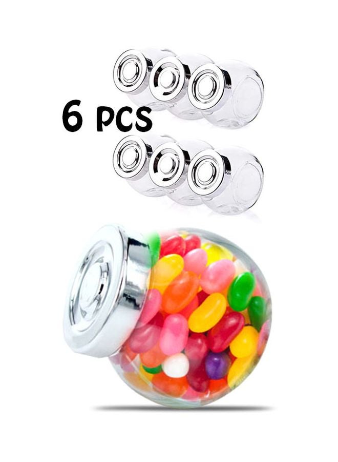 جينو مجموعة من 6 مرطبانات زجاجية صغيرة للحلوى شفاف/فضي 5.5x5x3.5سم - Image 2