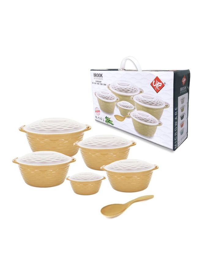 UTC 10-Piece Brook Microware Plastic Set With Spatula Gold  - Image 2