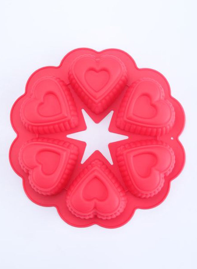 Home Pro 6-Cavaties Silicone Cake Mould Red 25x25x4cm - Image 2