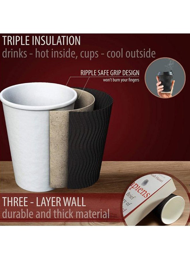 طقم أكواب ريبل مع غطاء مكون من 50 قطعة أسود/ أبيض - Image 2