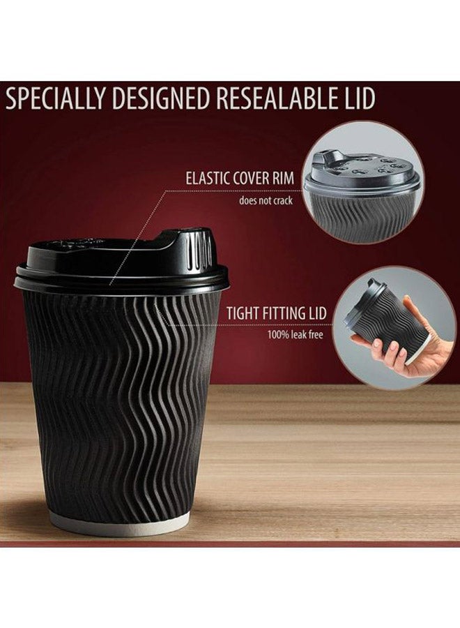 طقم أكواب ريبل مع غطاء مكون من 50 قطعة أسود/ أبيض - Image 3