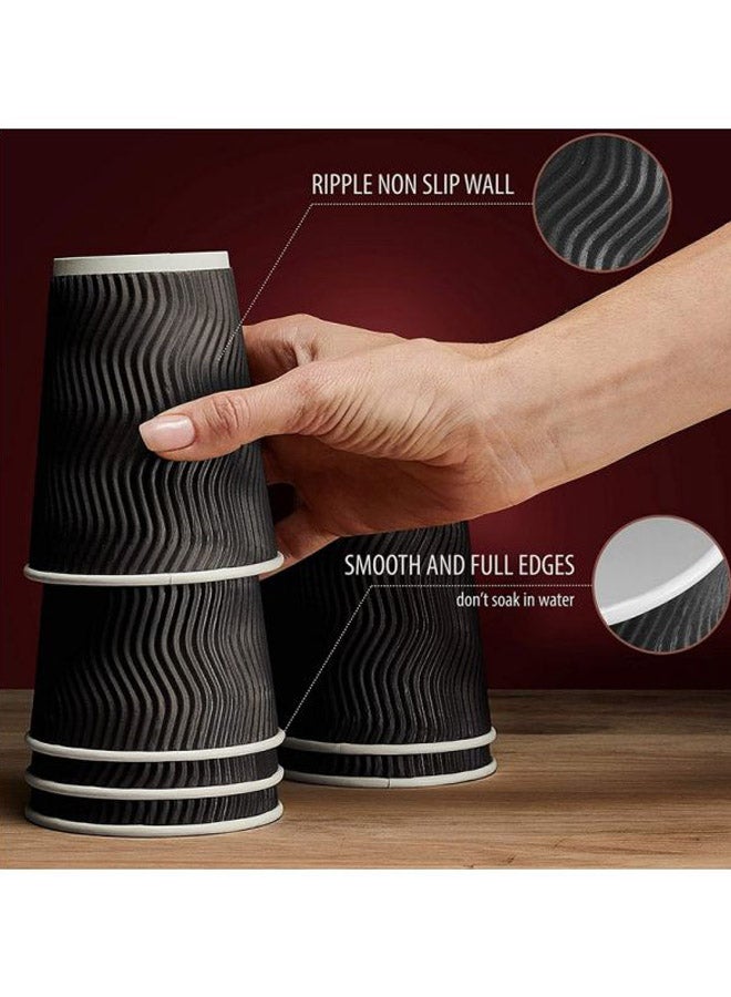 طقم أكواب ريبل مع غطاء مكون من 50 قطعة أسود/ أبيض - Image 4