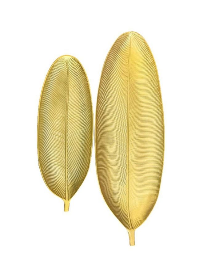 2-Piece Leaf Shaped Serving Trays Gold Large (51x21.5 cm), Small (40x14 cm) - Image 1