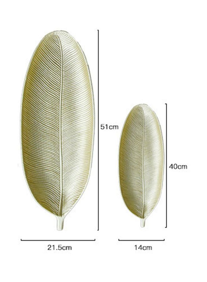 2-Piece Leaf Shaped Serving Trays Gold Large (51x21.5 cm), Small (40x14 cm) - Image 2