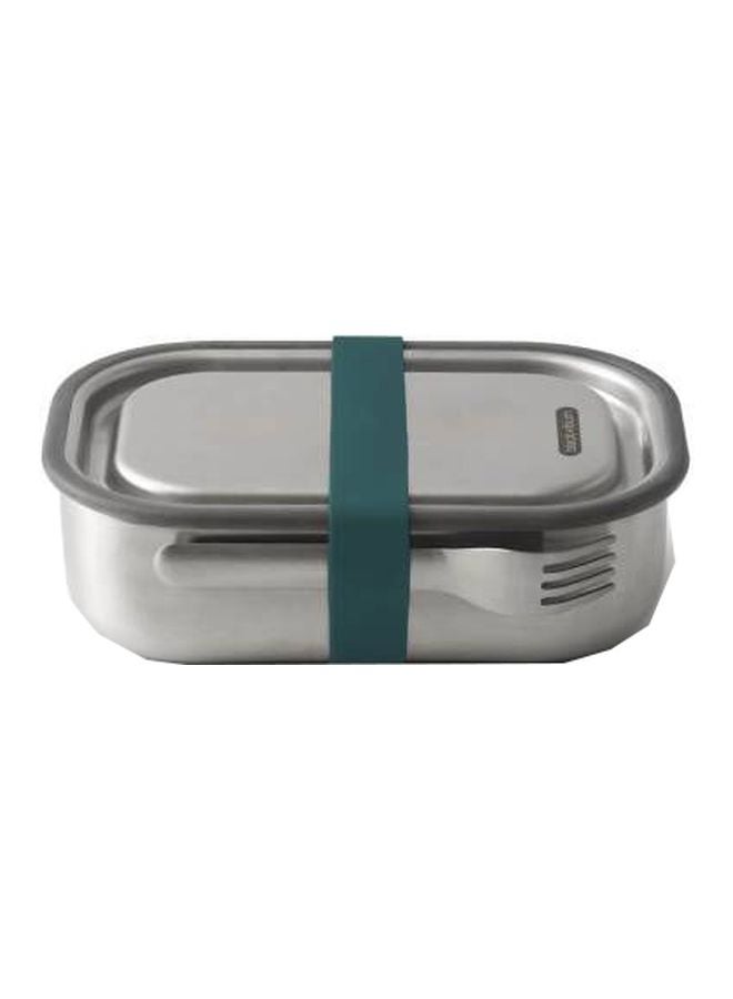 Black and Blum - Stainless Steel Lunch Box With Fork Silver/Ocean 20x15x6.5cm - Image 1