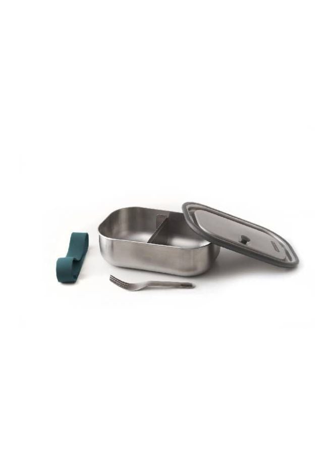 Black and Blum - Stainless Steel Lunch Box With Fork Silver/Ocean 20x15x6.5cm - Image 1
