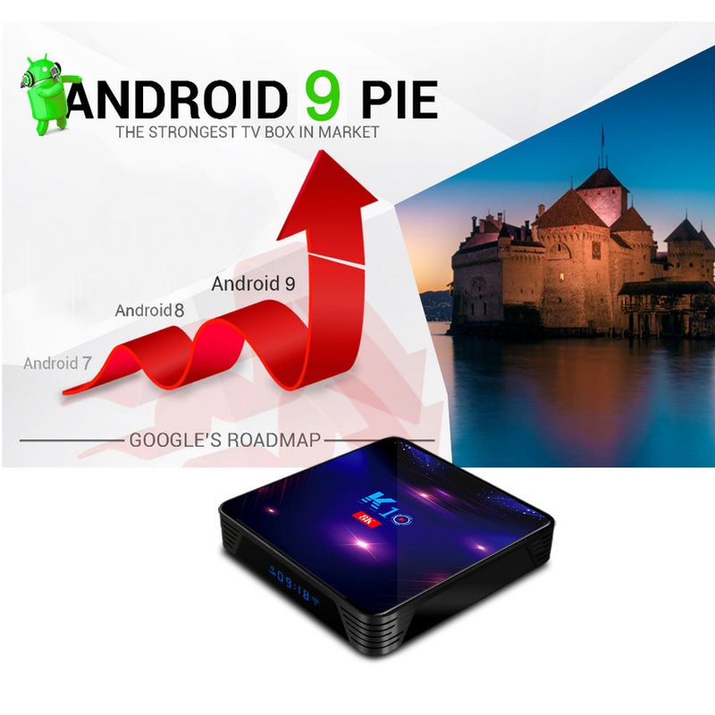 K10 Android 9.0 Smart TV Box With Remote Control V7685EU-64G_P Black