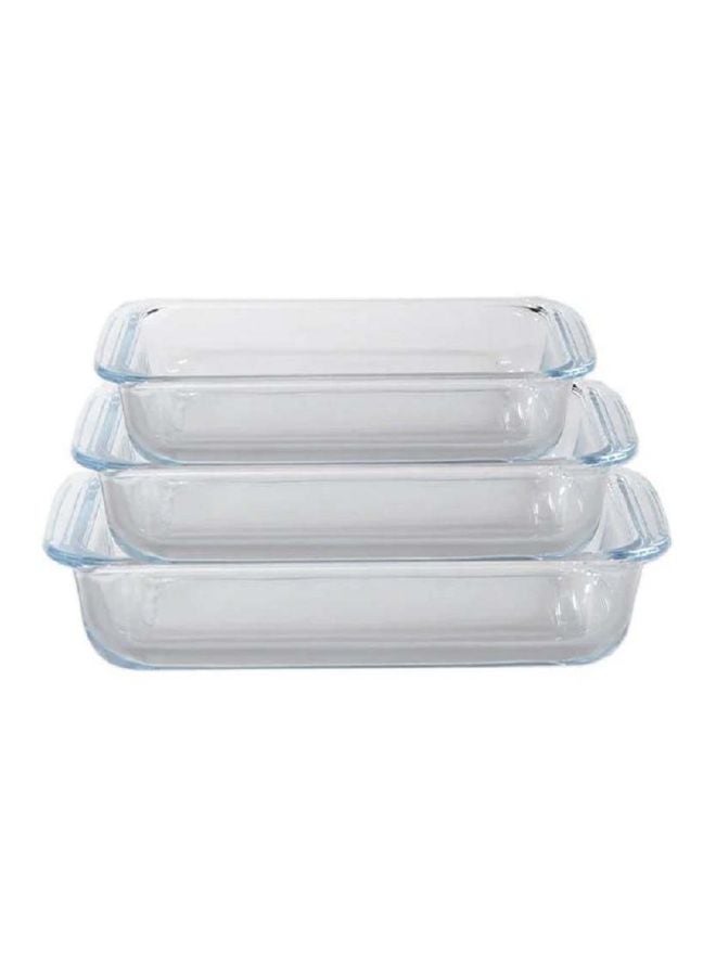 Generic 3-Piece Rectangle Shaped Glass Baking Dish Set Clear 1.6/2.2/ 3Liters  - Image 1