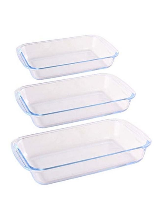 Generic 3-Piece Rectangle Shaped Glass Baking Dish Set Clear 1.6/2.2/ 3Liters  - Image 2