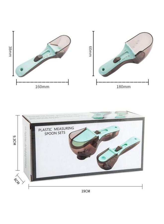 ملاعق قياس بلاستيكية مكونة من قطعتين ملعقة أزرق/رمادي Large Spoon (180x60), Small Spoon (160x38)مم - Image 2