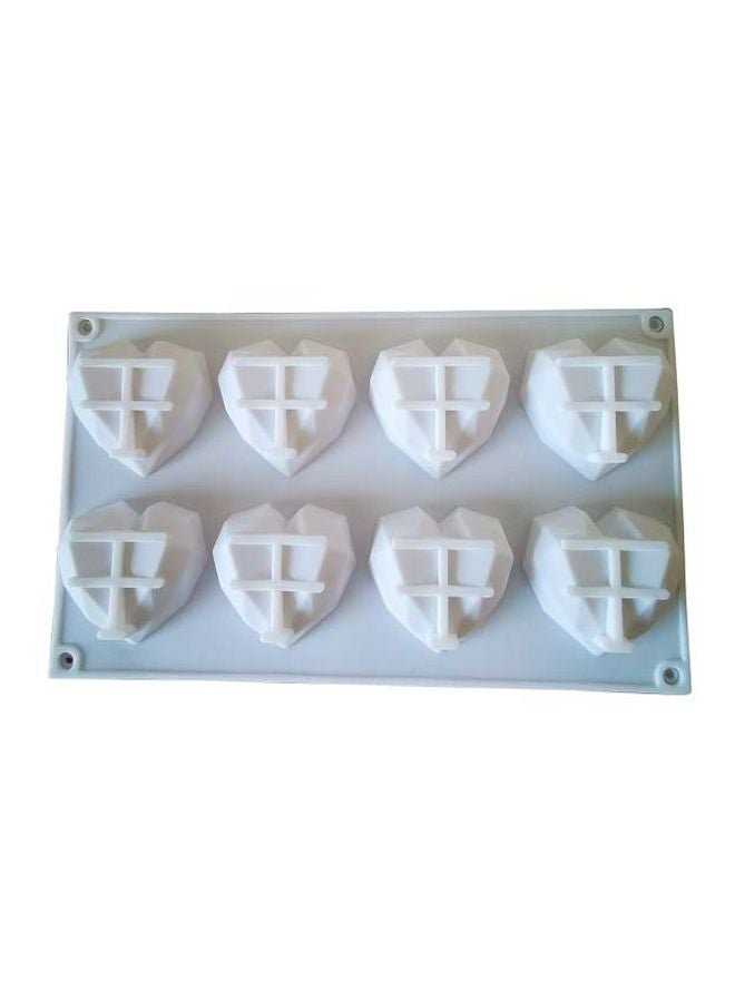 asmat 8-Cavity 3D Heart Shaped Mould White 30x17cm - Image 1