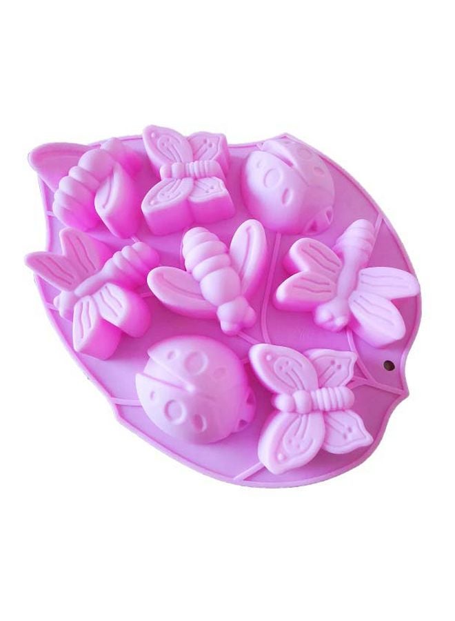 أسمات قالب تصميم ذو 8 تجاويف بشكل حشرات ثلاثية الأبعاد وردي 28x21سم - Image 2