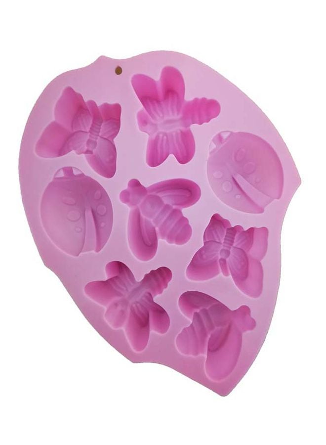 أسمات قالب تصميم ذو 8 تجاويف بشكل حشرات ثلاثية الأبعاد وردي 28x21سم - Image 3