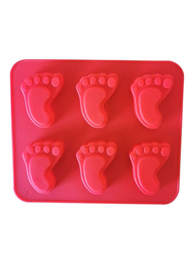 أسمات قالب بتصميم قدم مكون من 6 تجاويف أحمر 15.5x13سم - Image 1