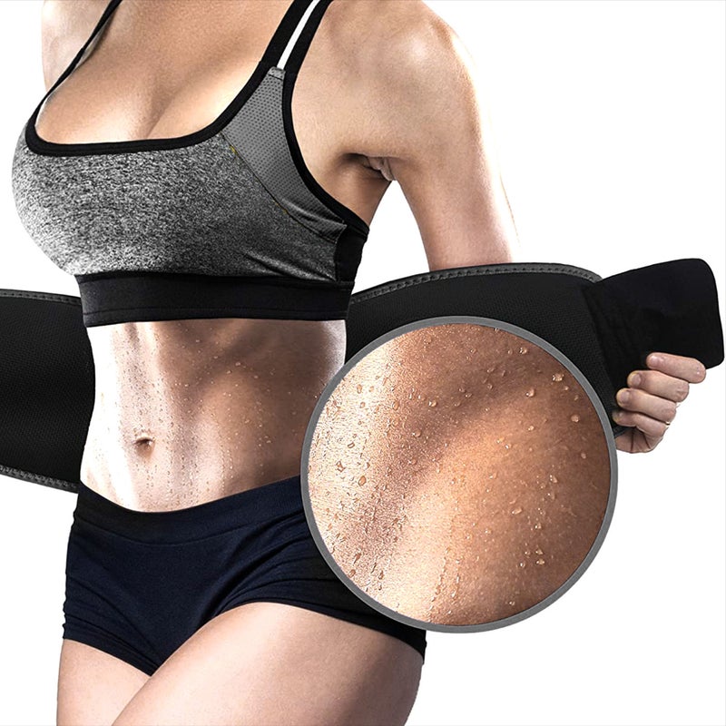 Generic - Waist Trimmer Belt Sweat Sauna Slim Belt for Men and Women Low Back and Lumbar Support Abdominal Trainer Increased Core Stability Belly Fat Remover Waist Band Size L Black - Image 1
