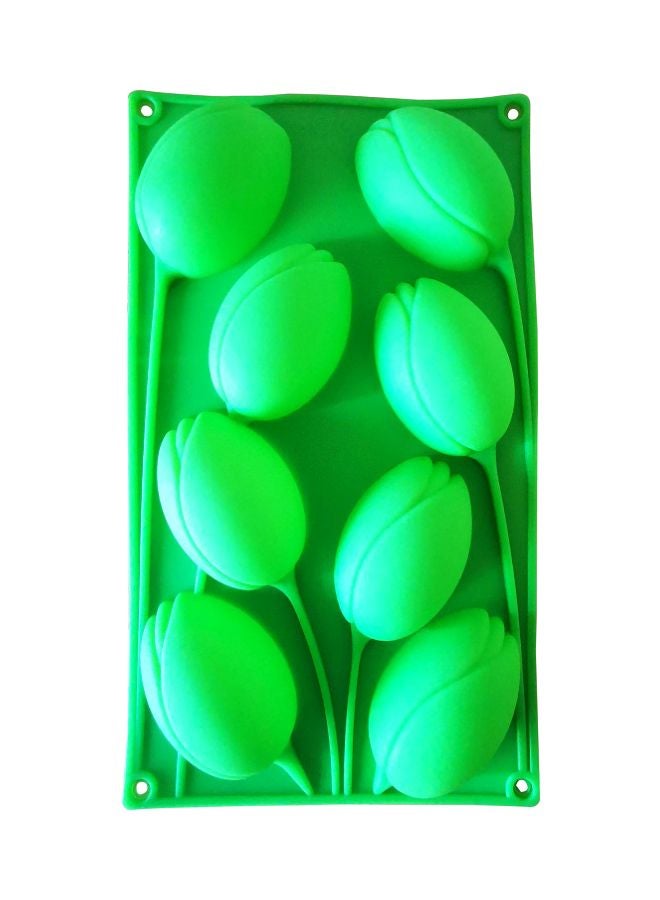 أسمات قالب خبزٍ على شكل زهور من 8 تجاويف أخضر 29x17سم - Image 1