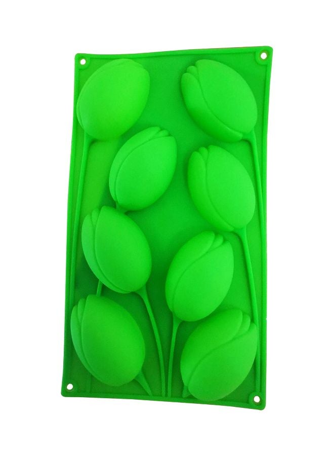 أسمات قالب خبزٍ على شكل زهور من 8 تجاويف أخضر 29x17سم - Image 2