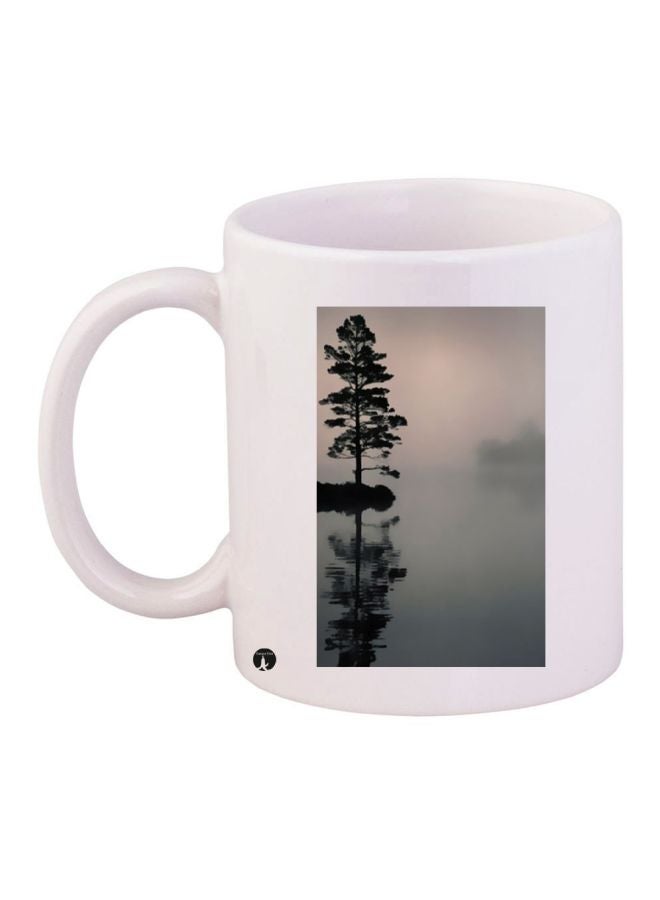 بي بي قدح قهوة مطبوع عليه صورة منظر طبيعي أبيض/رمادي/أسود