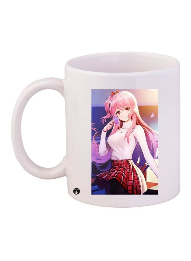 BP Cartoon Girl Printed Coffee Mug White/Red/Pink