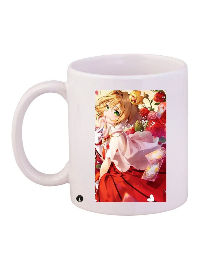 Cartoon Girl Printed Coffee Mug White/Pink/Red