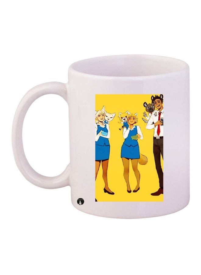 BP Cartoon Printed Coffee Mug White/Yellow/Blue