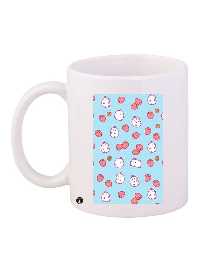 BP Cartoon Printed Coffee Mug White/Pink/Blue