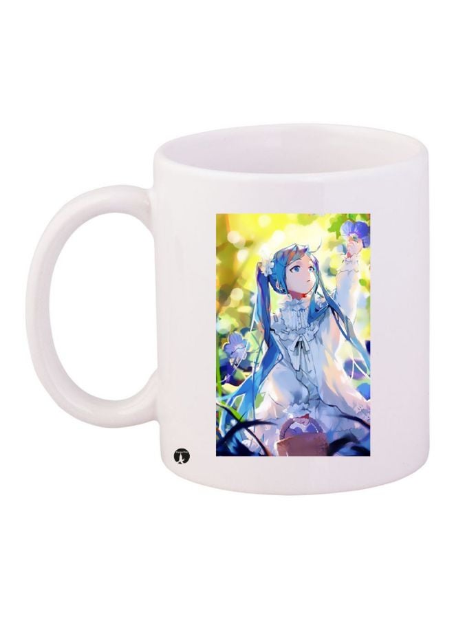 BP Cartoon Girl Printed Coffee Mug White/Blue/Green